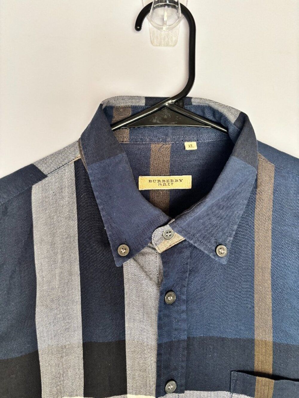 Burberry London Men's Blue Plaid Button-Down Shirt